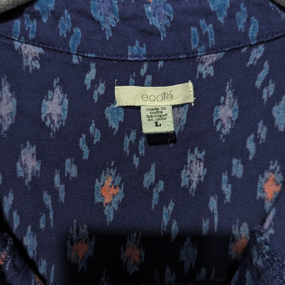 Urban Outfitters Ecoté Blue Boho Tribal T-shirt Dress Button Front - Picture 3 of 5